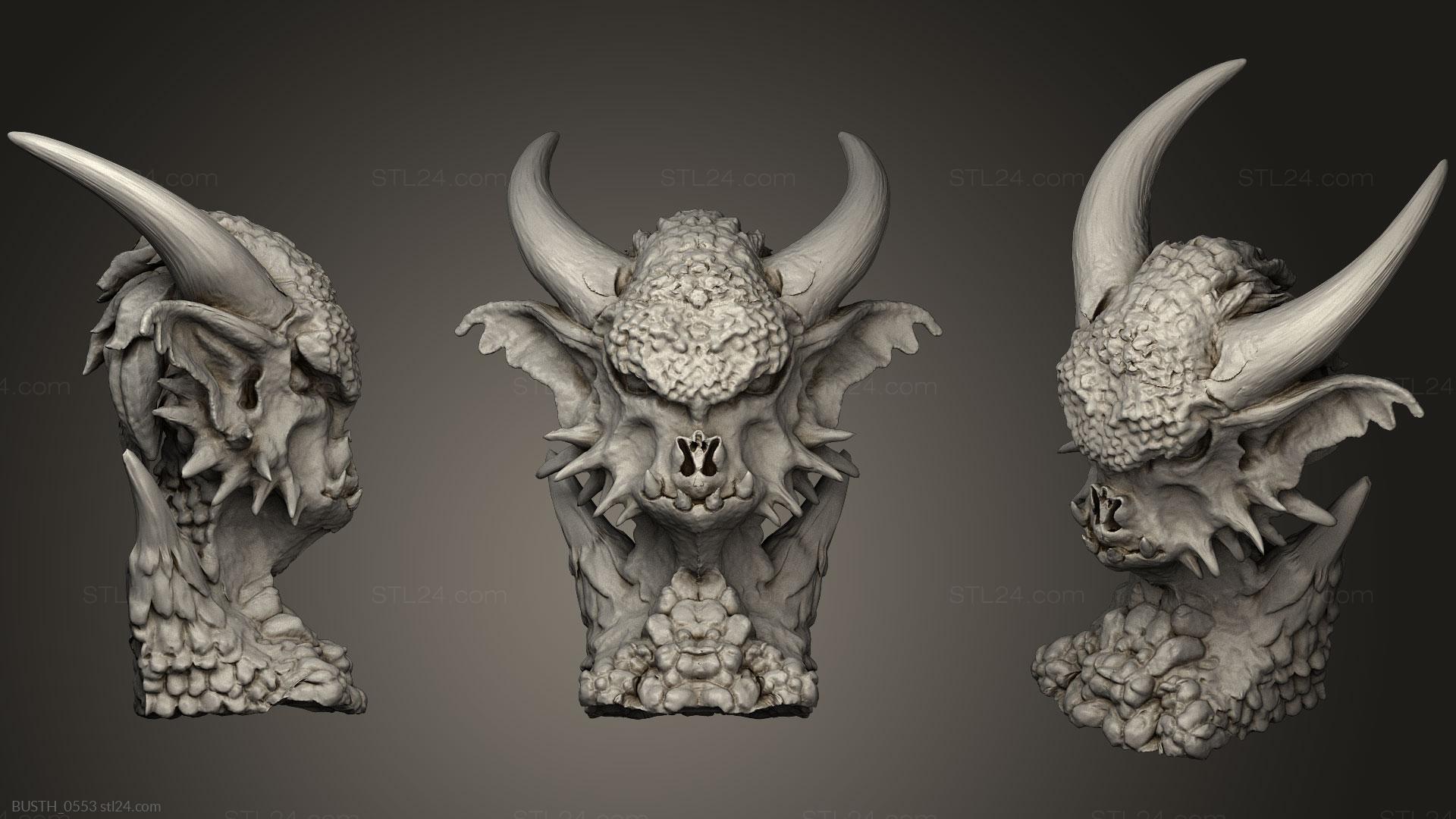 Бюсты монстры и герои (Демон (1), BUSTH_0553) 3D модель для ЧПУ станка